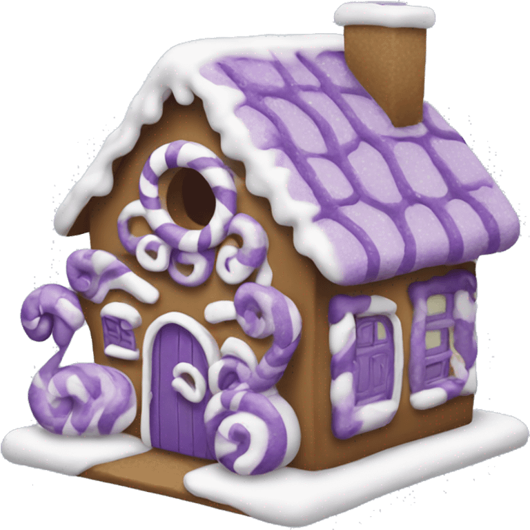 Purple and white gingerbread house emoji