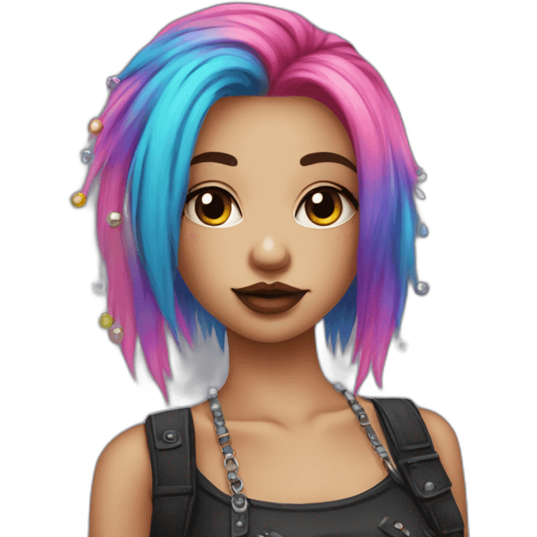 Nose studs colorful hair punk girl emoji