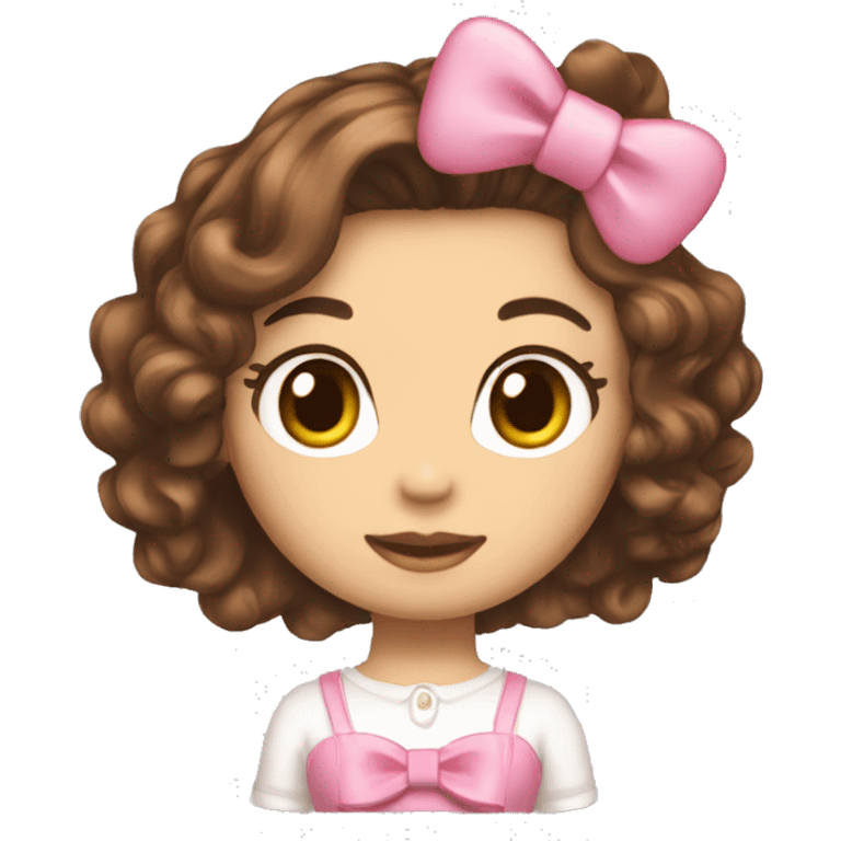 fille cheveux marron hello kitty  emoji