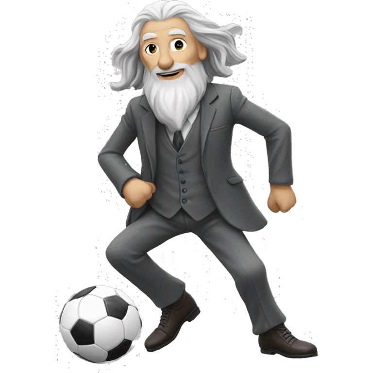 gandalf playing soccer wearing a suit emoji