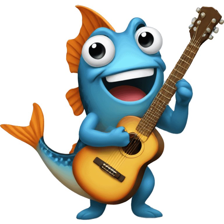 musician fish playing guitar emoji