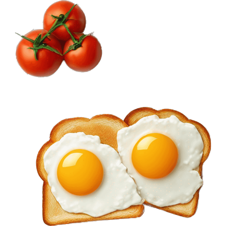 Toast with fried egg and tomatoes on the white plate emoji