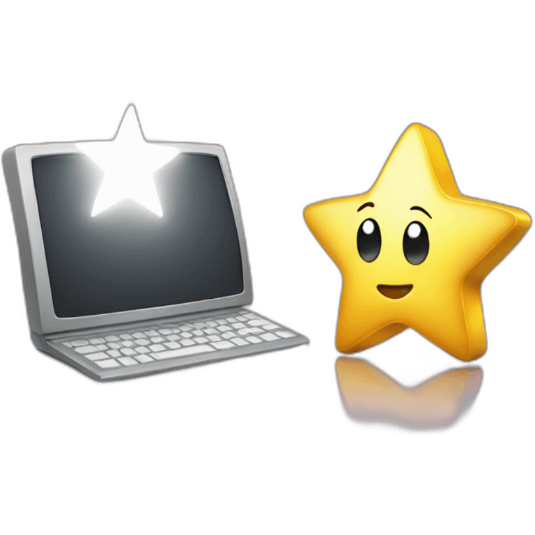 shining star and computer emoji