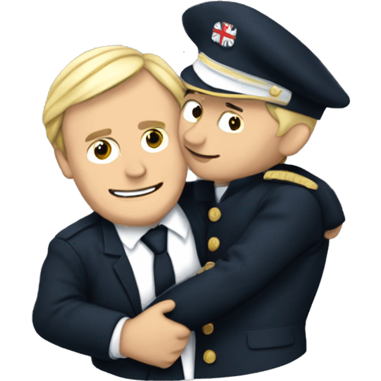 Macron and Marine Lepen hugging emoji