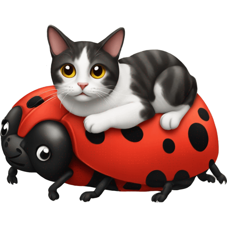 cat riding a ladybug emoji