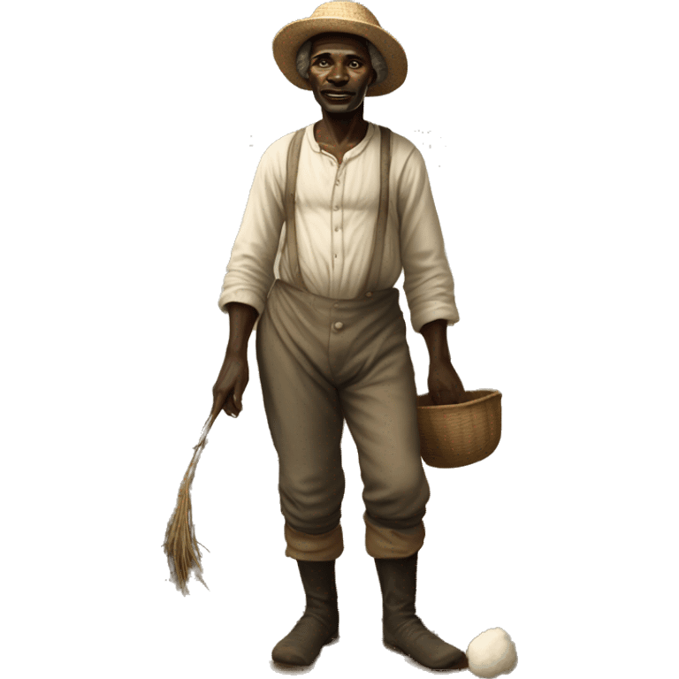 impoverished african farmer 1700s in cotton fields emoji