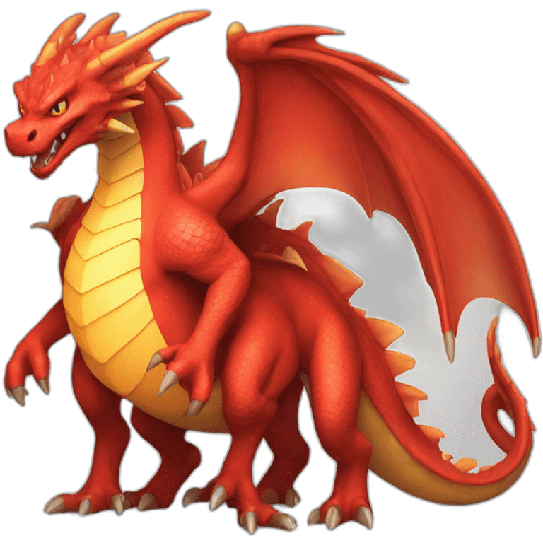 huge red Dragon Pokemon with fire four legs two arms emoji