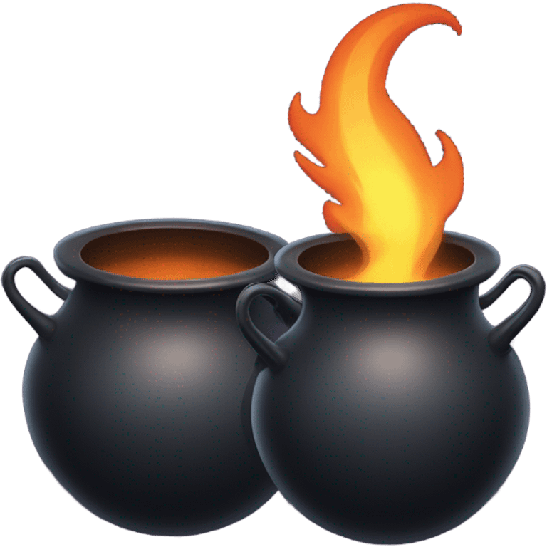 dual witches cauldron identical one empty and one have a flame one not have a flame emoji