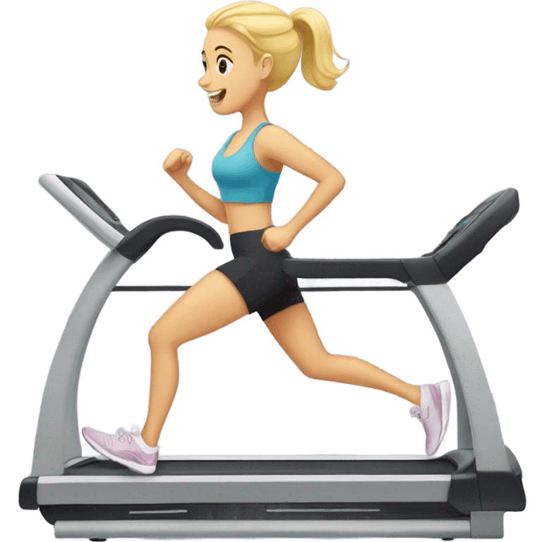 white girl with blonde hair on treadmill emoji