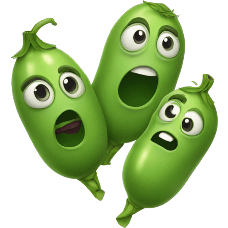 three scared peas emoji