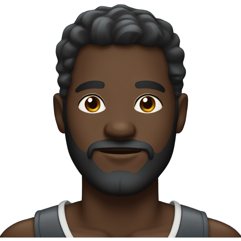 Handsome deep dark skin man with beard and fade emoji