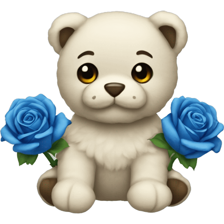 Peluche with blue roses  emoji