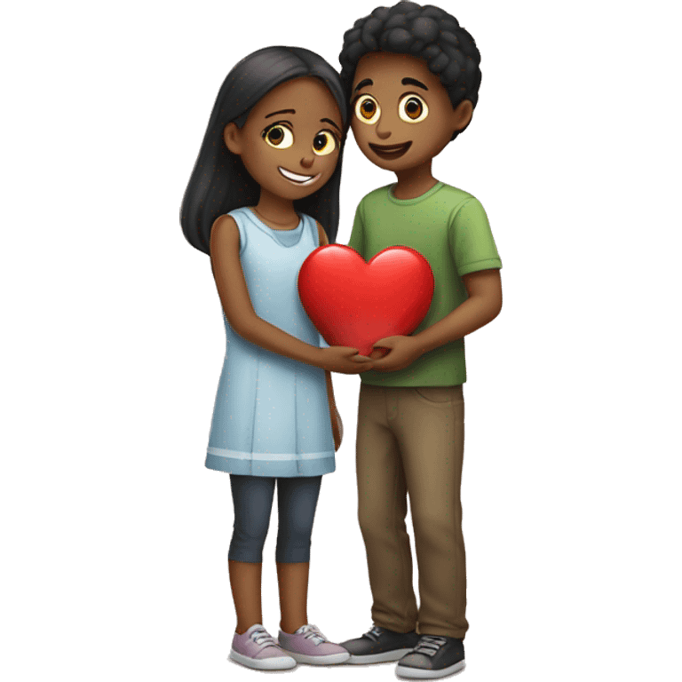 A boy giving heart to a girl emoji