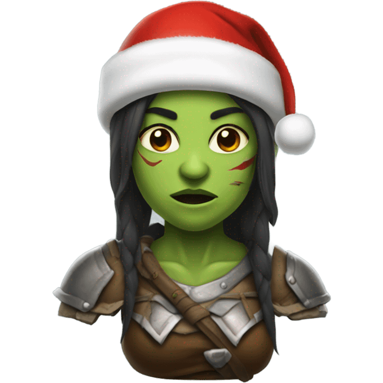 orc female warrior with santa hat emoji