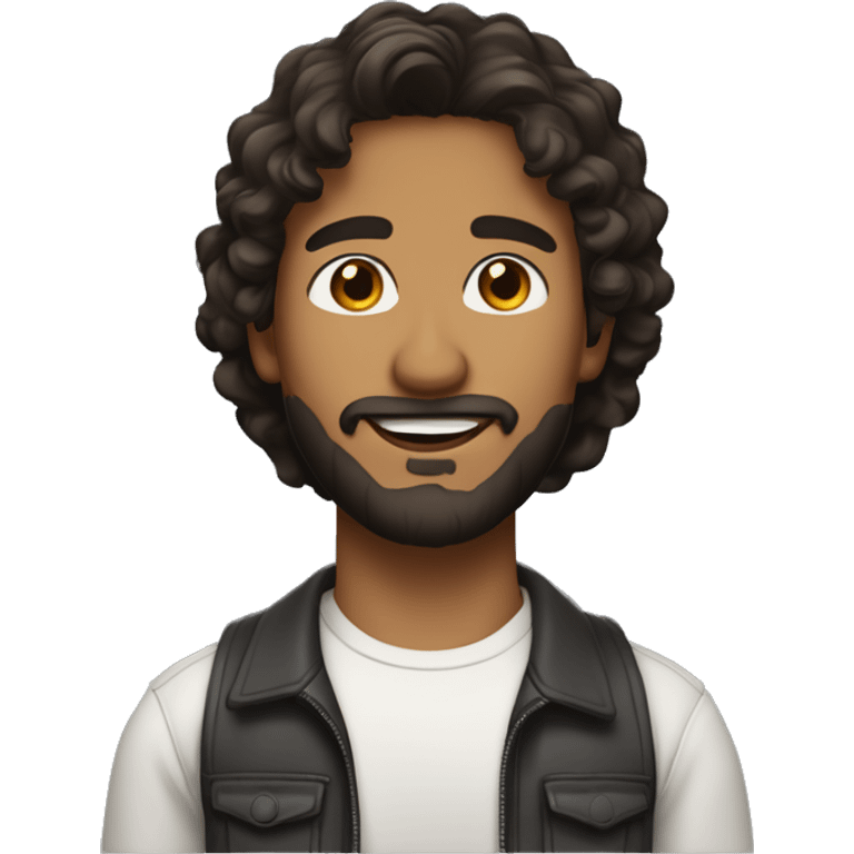 Young man with a warm medium skin tone, thick dark wavy hair, neatly trimmed beard, and an oval-shaped face.







 emoji