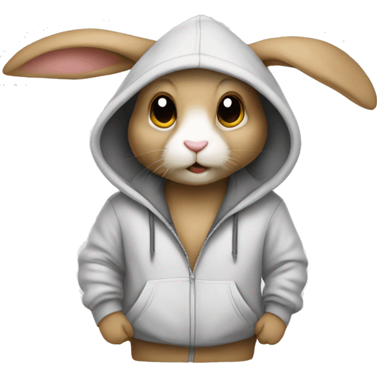 Rabbit wearing yo hoodie emoji