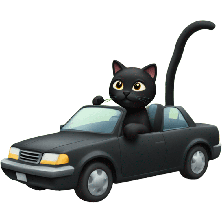 Black cat driving a car emoji