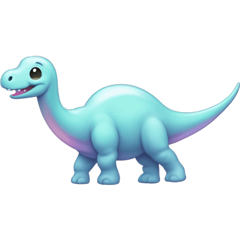 Kawaii chrome pastel glittery brontosaurus    emoji