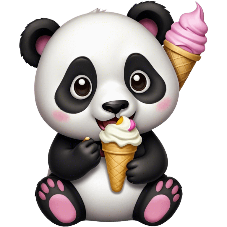 Panda eating ice cream emoji