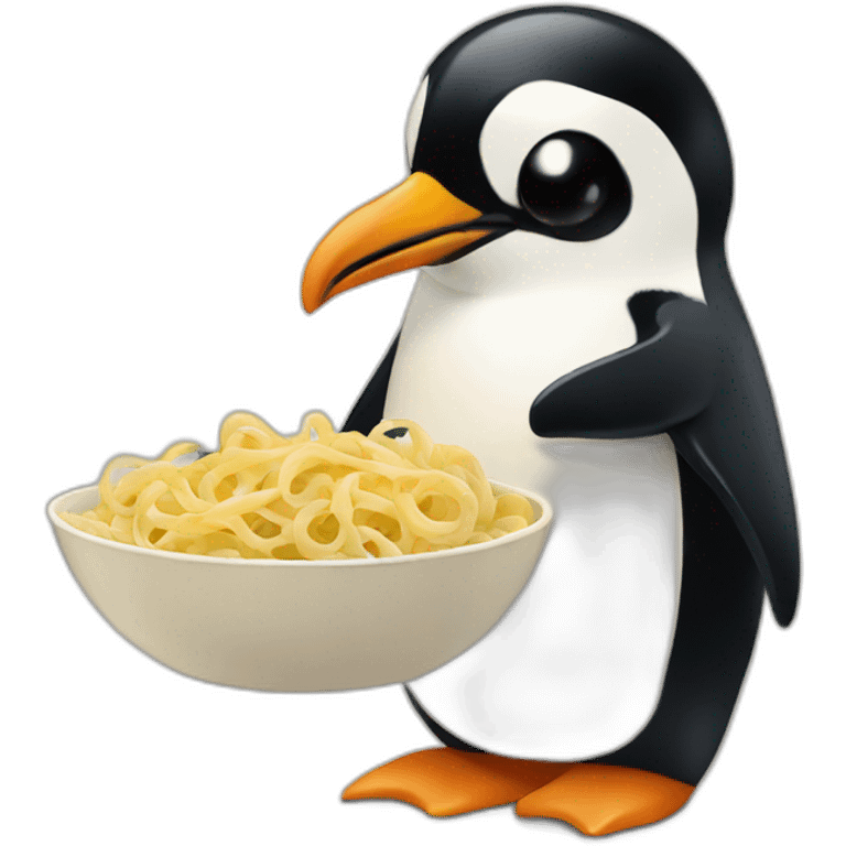 penguin eating pasta emoji