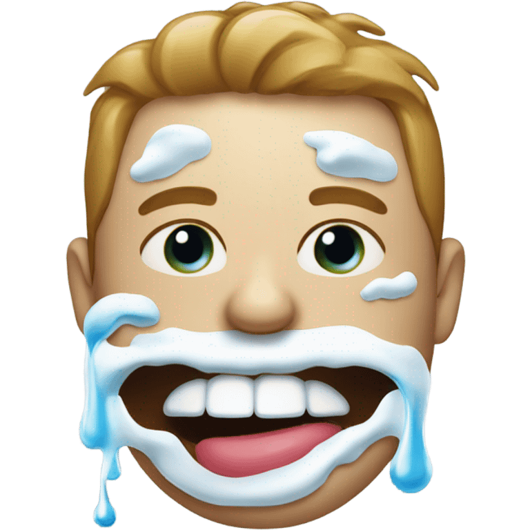 Man with a dribble of toothpaste dripping out his mouth emoji