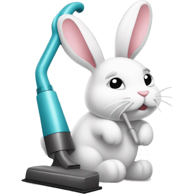 Sleepy bunny vacuuming emoji