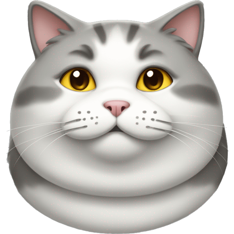 Fat cat with grey and white emoji