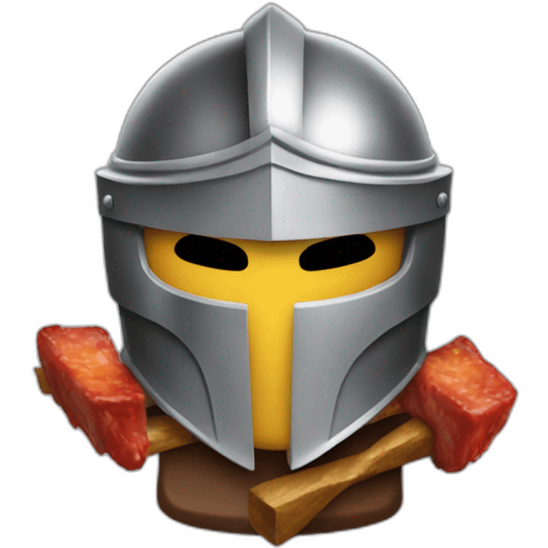 helmeted knight eating filipino bbq sticks emoji