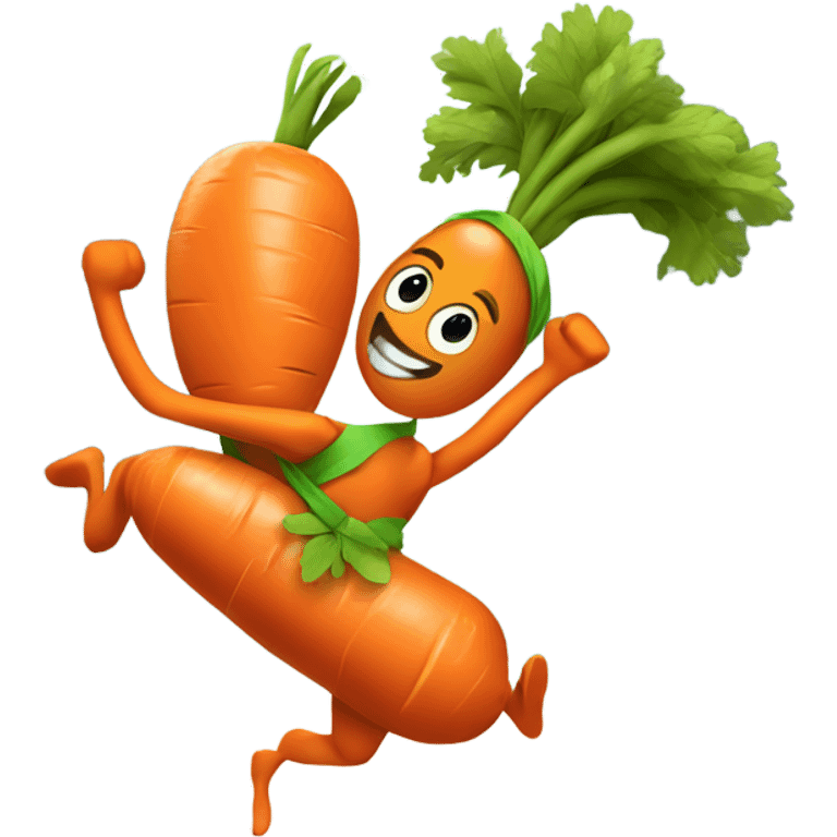 sprinting carrot with arms, legs, and a headband emoji