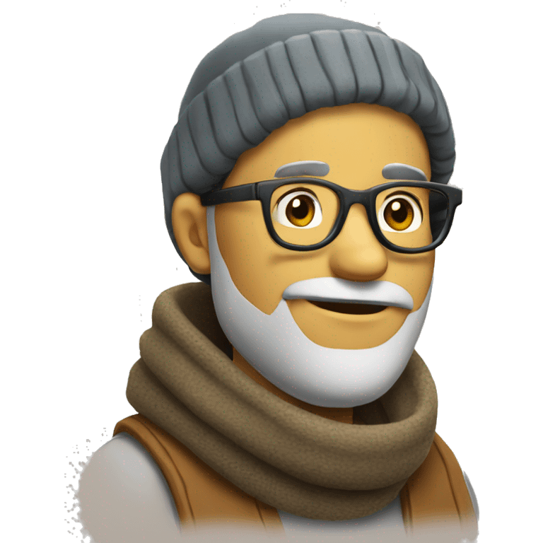 bearded guy with scarf in the head and glasses emoji