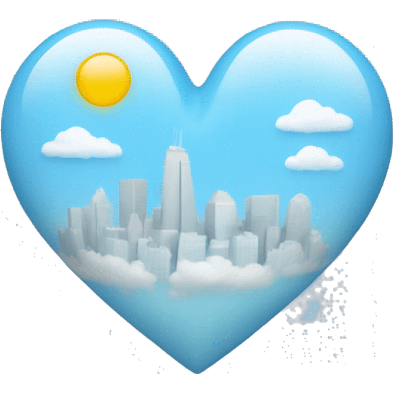 light blue heart + cloud + city emoji