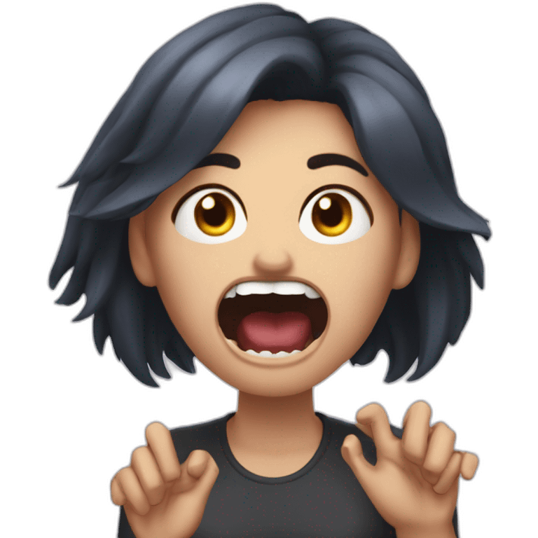 A woman acting like a monster with her hand and her face says grrr. Both hands are visible !  emoji