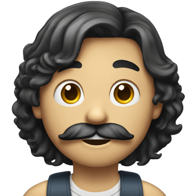 boy with long hair and a mustache speaking into a microphone  emoji