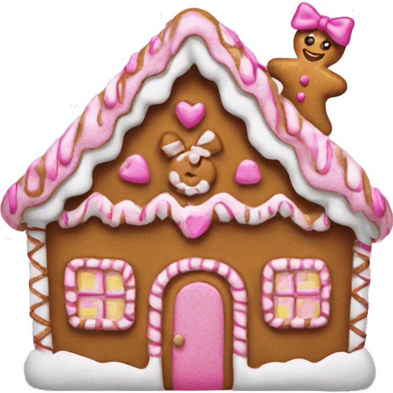 Gingerbread house with a pink bow  emoji