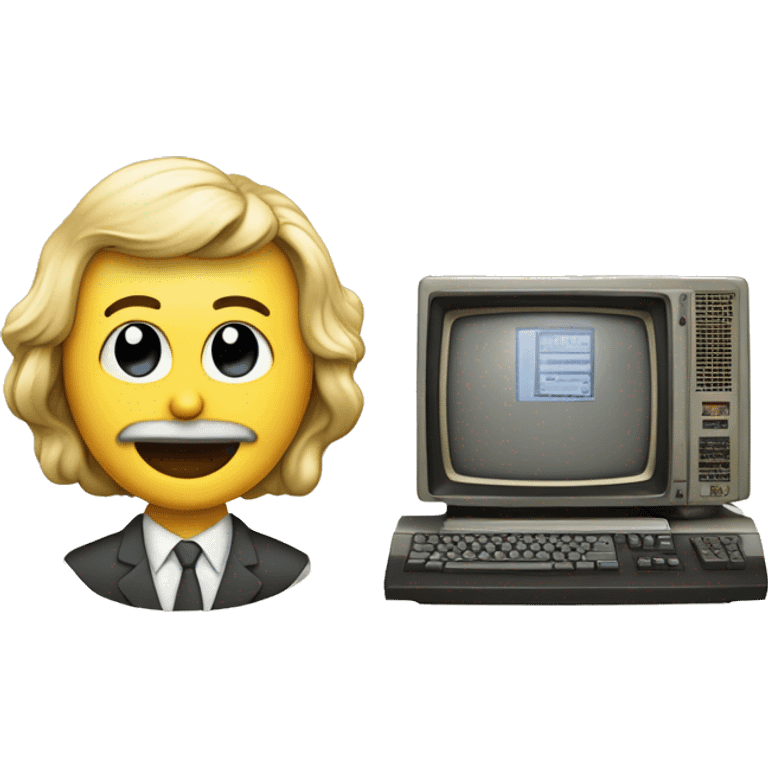 a computer of he 70s desiged to resmble a nice face emoji