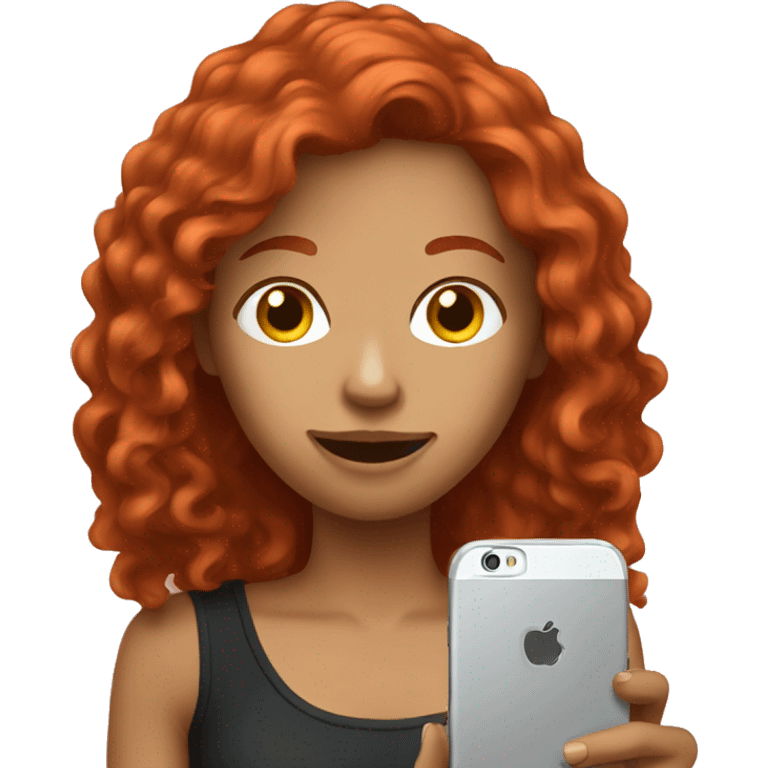 Redhaired women with smartphone  emoji