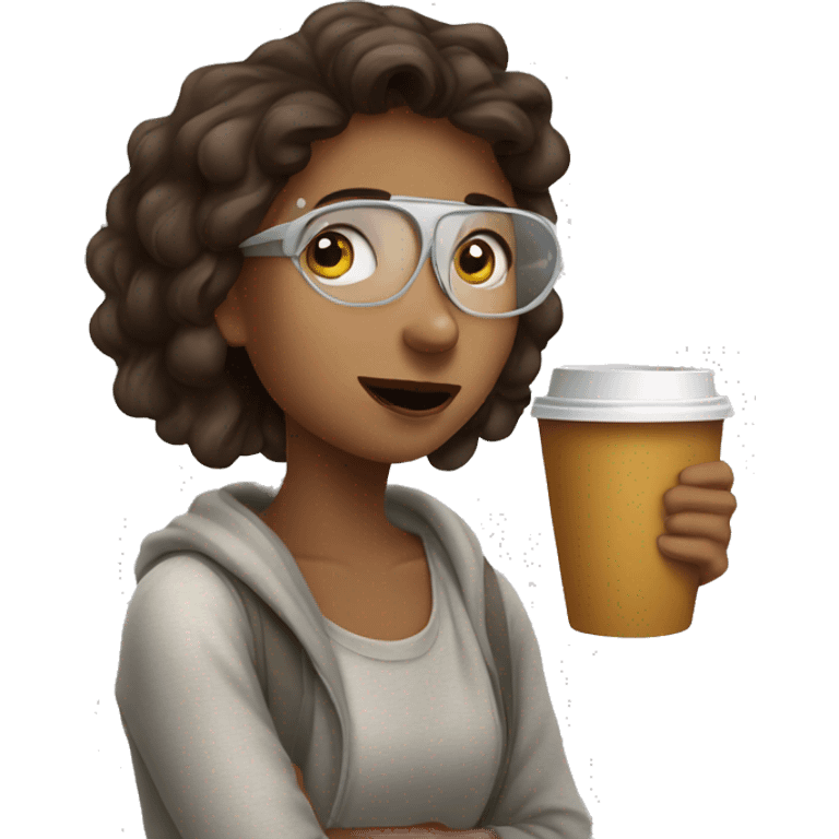 Girl with coffe after she wake up  emoji