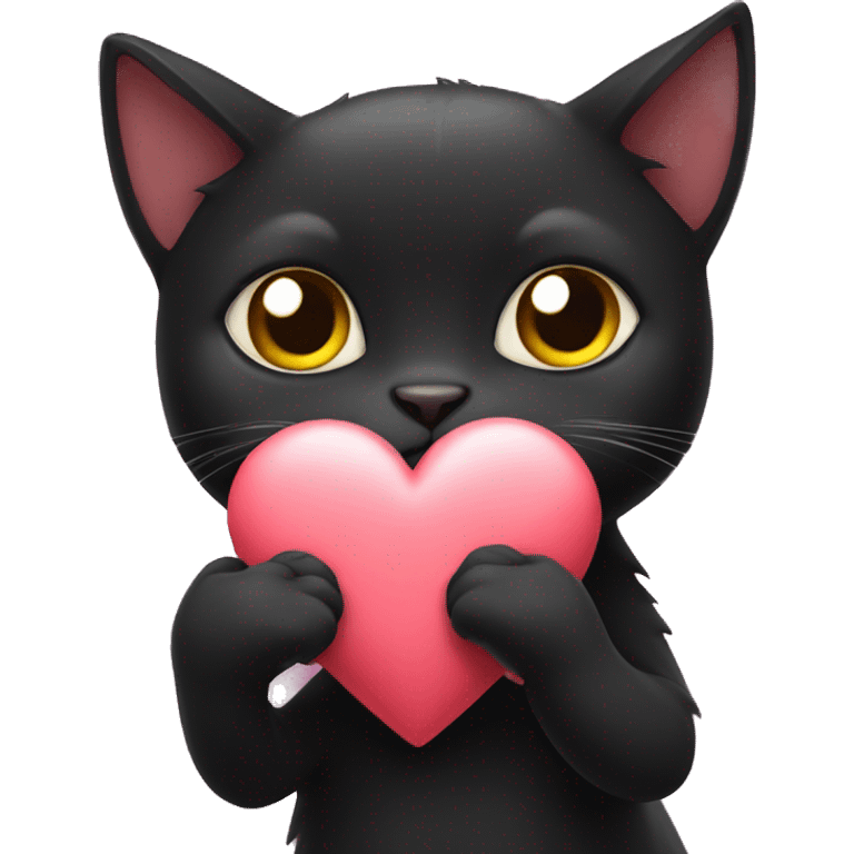 black cat holding heart hands emoji