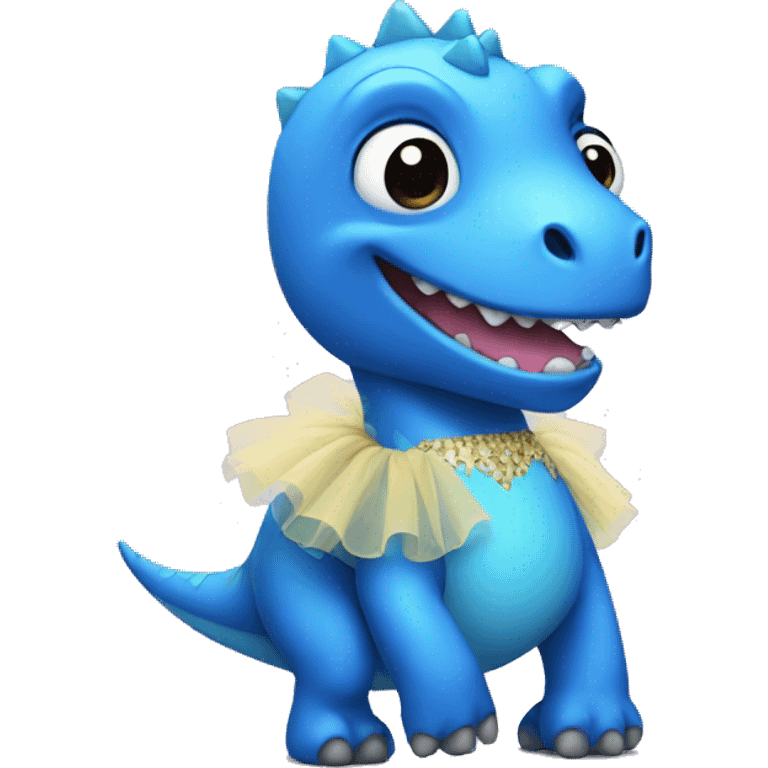 Blue Dinosaur wearing a tutu emoji