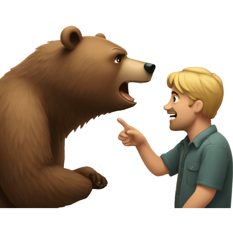 A bear talking with man emoji