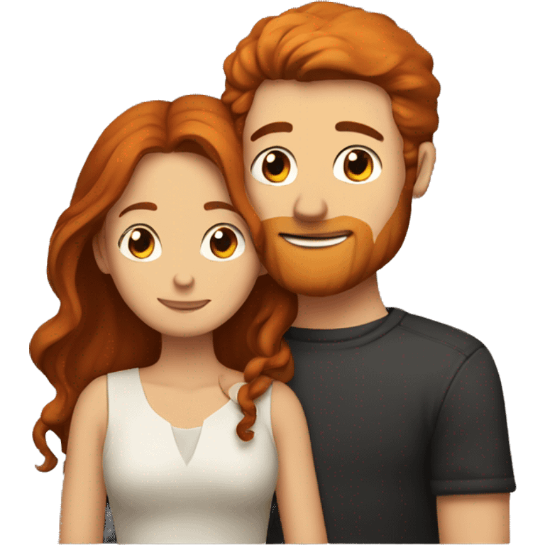 Red haired man hugging a long brown haired girl emoji