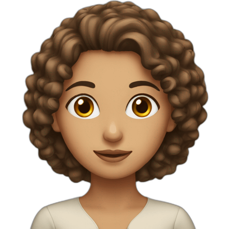 Arab girl with brown curly hair emoji