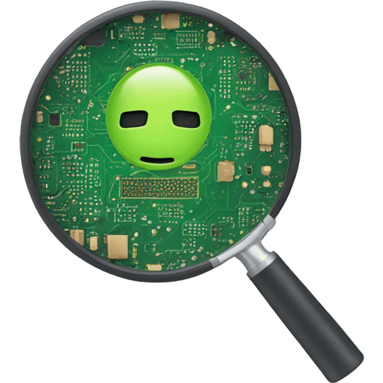 an emoji representing a magnifying glass with a circuit board inside.  emoji