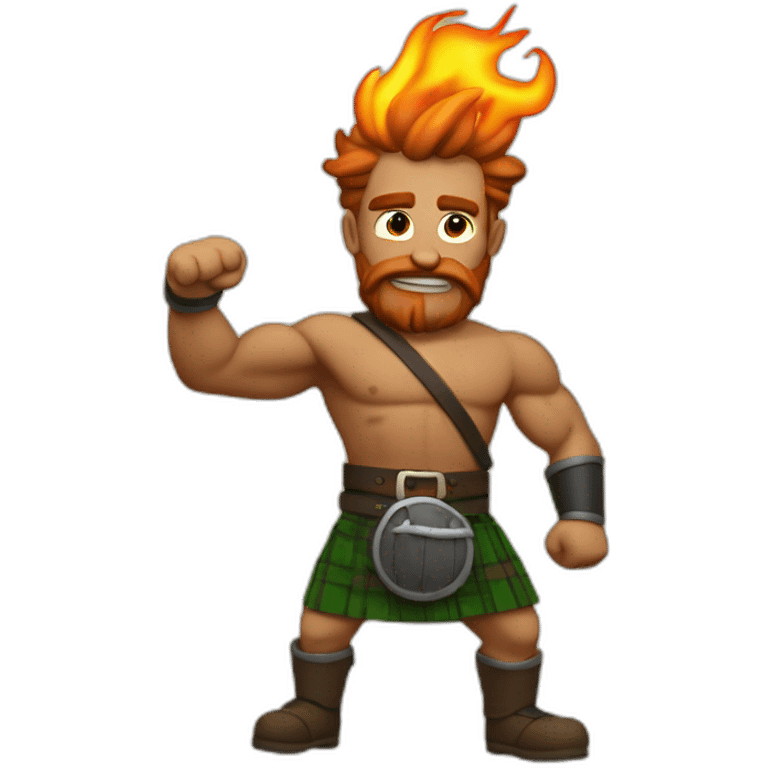 monty starting fires wearing a kilt flexes bicep emoji