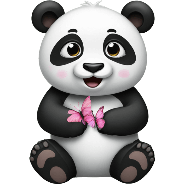 Panda with butterflies  emoji