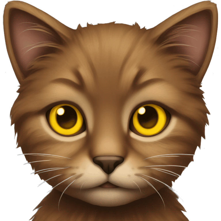 Brown furry cat With Yellow eyes  emoji