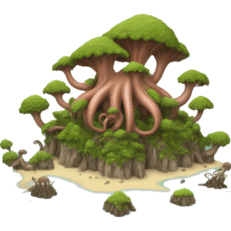 An island made out of octopuses emoji