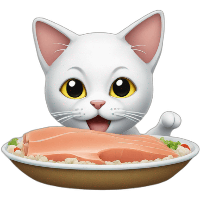 The cat is eating tuna emoji