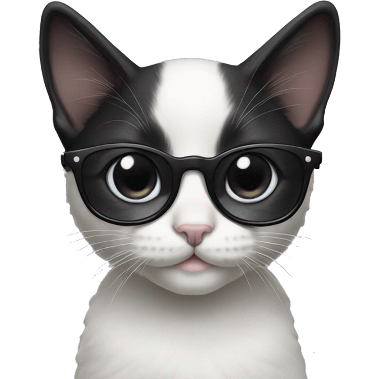 Black kitten with pearl glasses  emoji