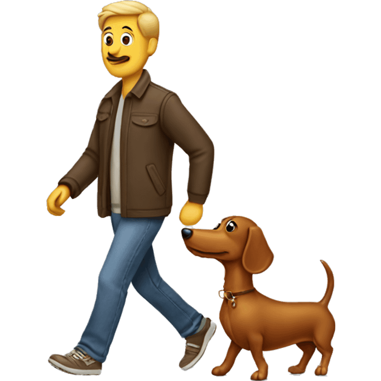 A guy walking a wiener dog emoji